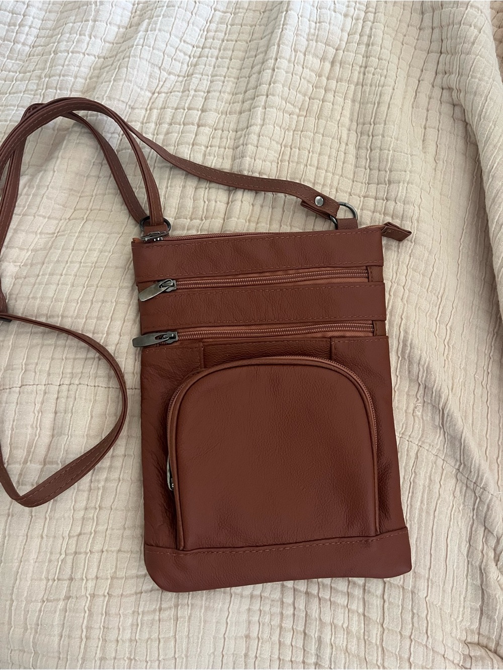 Crossbody Bag in mocha- Slim Travel Pouch